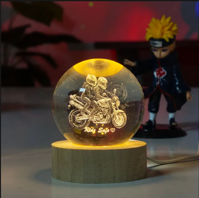 Small 3D Glass Ball Bike Couple